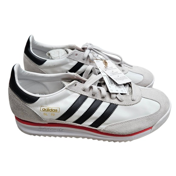 Adidas SL 72 RS Mens 10.5 White Black Red NEW JS0746 Retro Nylon Suede Sneakers